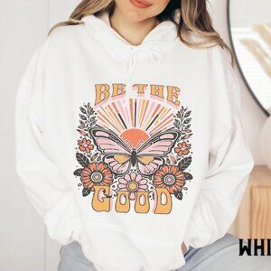 NWT Be the Good Kindness Hoodie, Retro Butterfly Inspirational Christian